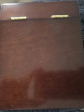 Bombay Dark Brown Wood Note/ Post It Box with Gold Hinges